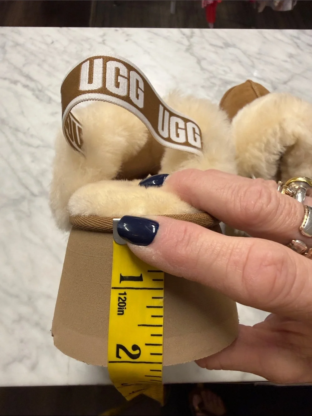UGG NIB Women's Funkette Platform Suede Slippers in Chestnut Size 9